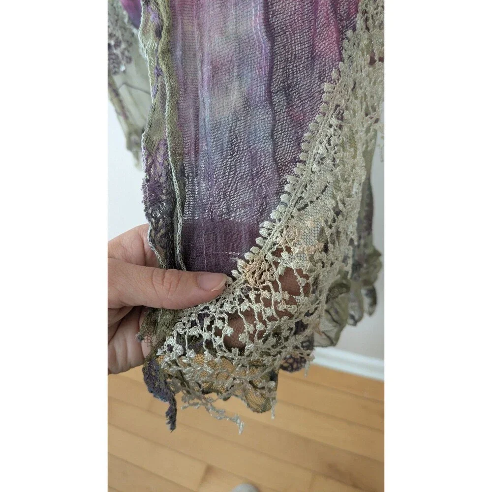 Womens Scarf  Fairy Grunge Whimsygoth Boho Embroidered Lace Tie Dye Eclectic